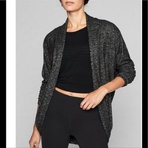Athleta Luxe Pose Wrap Open Cardigan Heather Grey  Cacoon Dolman Sleeve …